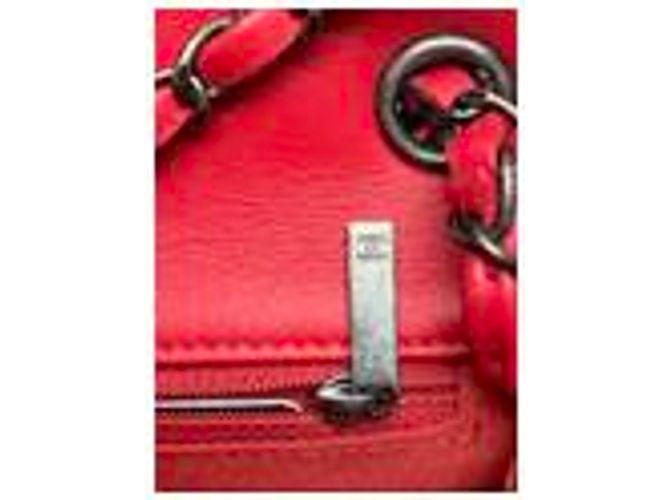Chanel Flap Mini Borsa Quadrata Crochet Pelle di Agnello Rossa Rosa - vista 6