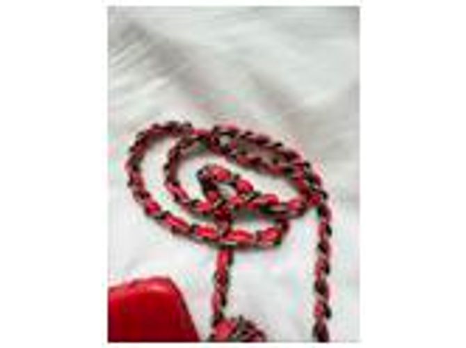 Chanel Flap Mini Borsa Quadrata Crochet Pelle di Agnello Rossa Rosa - vista 7