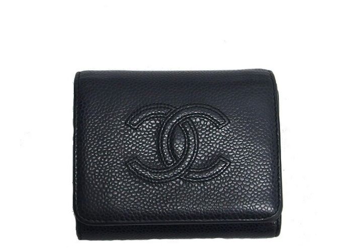 Cartera tri-fold de piel de ternera granulada negra Chanel Negro - vista 2