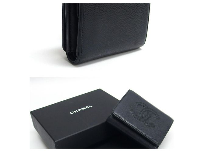 Cartera tri-fold de piel de ternera granulada negra Chanel Negro - vista 3