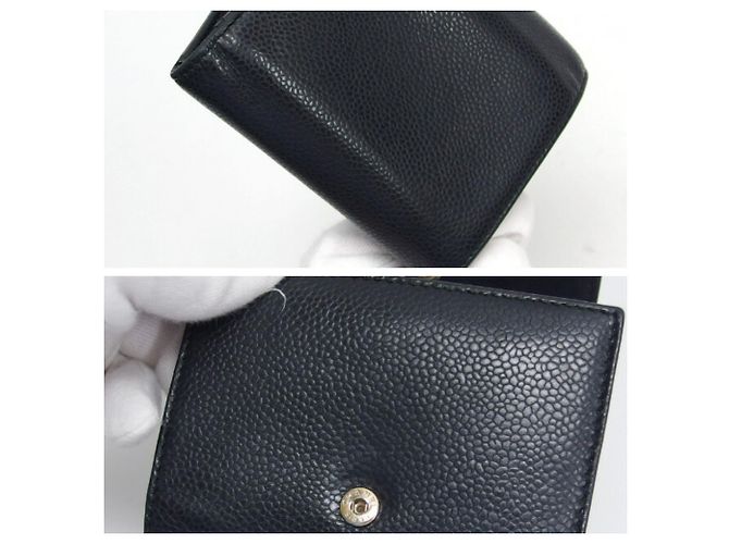 Cartera tri-fold de piel de ternera granulada negra Chanel Negro - vista 8