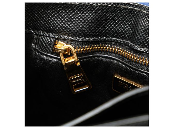 Prada Schwarze Bicolor Saffiano Leder Umhängetasche Blau - Ansicht 8