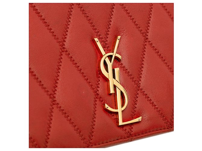 Saint Laurent Rote Diamant-gestepptes Lammleder Angie Kette Tasche - Ansicht 10