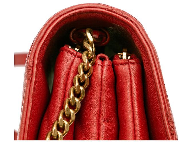 Saint Laurent Rote Diamant-gestepptes Lammleder Angie Kette Tasche - Ansicht 11