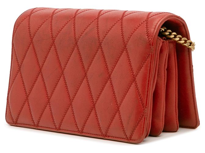 Saint Laurent Rote Diamant-gestepptes Lammleder Angie Kette Tasche - Ansicht 2