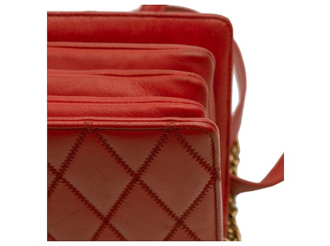 Saint Laurent Rote Diamant-gestepptes Lammleder Angie Kette Tasche - Ansicht 9