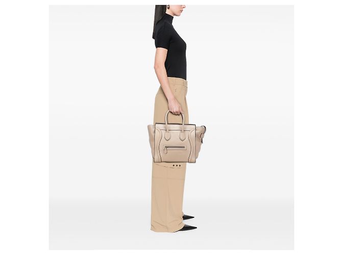 Céline Celine Mini Luggage Tote in pelle di vitello Beige - vista 11
