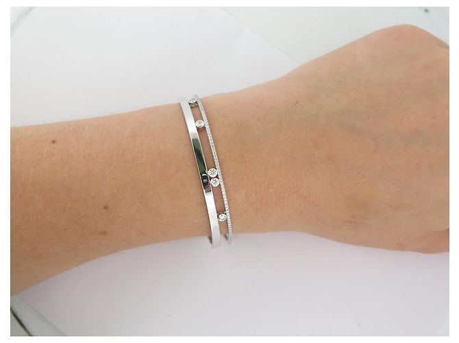 NUOVO BRACCIALE MESSIKA BANGLE MOVE ROMANE 6514 ORO BIANCO DIAMANTE JONC 15 CM Argento - vista 10