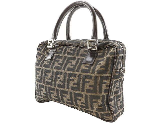 Borsa Fendi Zucca Marrone in Nylon - vista 2