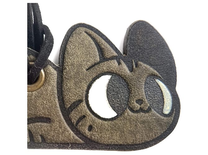 Autre Marque Charm aus Leder Katze Militärgrün - Ansicht 3