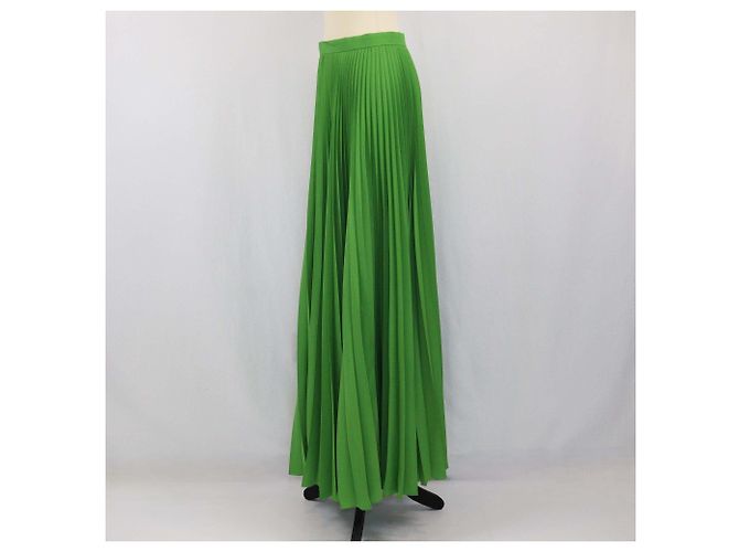 Falda maxi plisada de crepé de chine verde Prada - vista 2