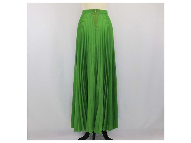 Falda maxi plisada de crepé de chine verde Prada - vista 3