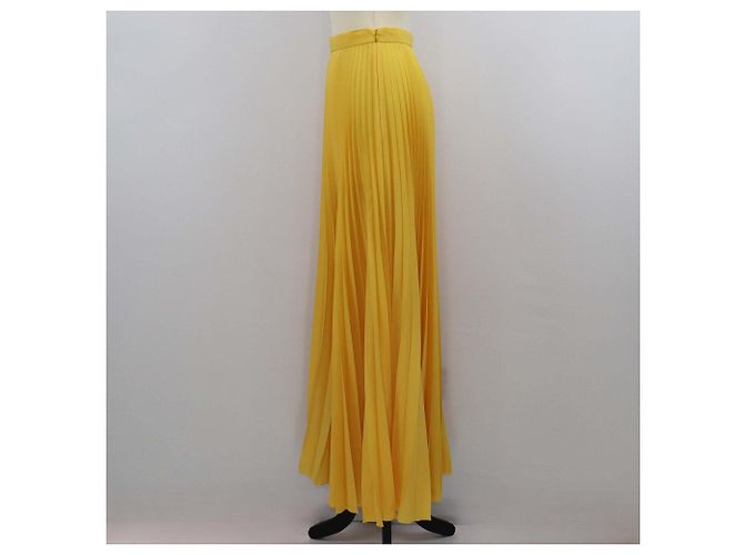 Falda maxi plisada de crepé de chine amarilla de Prada Amarillo - vista 2