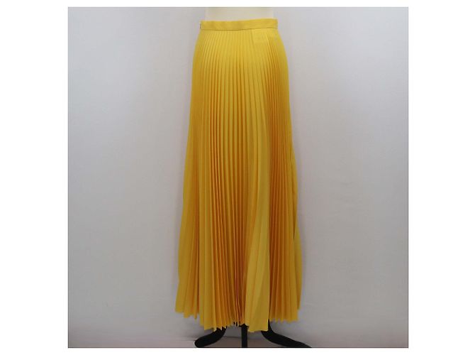 Falda maxi plisada de crepé de chine amarilla de Prada Amarillo - vista 3