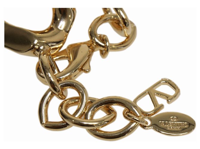 Valentino Bracciale in metallo con catena e logo V in oro D'oro - vista 3