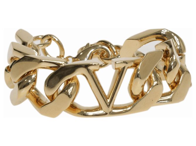 Valentino Bracciale in metallo con catena e logo V in oro D'oro - vista 4