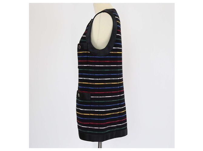 Abito mini senza maniche a righe Coco nero/multicolore di Chanel - vista 2