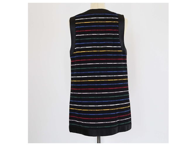 Abito mini senza maniche a righe Coco nero/multicolore di Chanel - vista 3