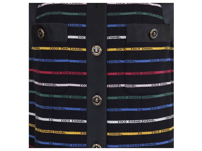 Abito mini senza maniche a righe Coco nero/multicolore di Chanel - vista 4