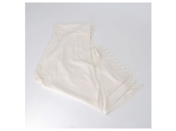 Loewe Off White Macrame Lace Trim Belted Trouser - view 3
