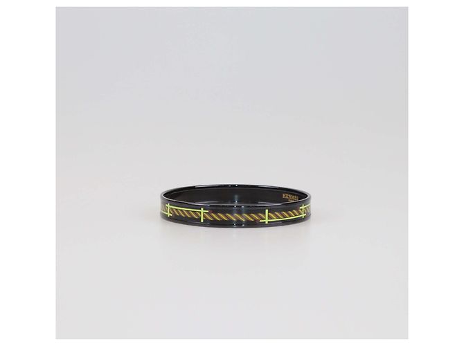 Bracciale stretto PVD con stampa Quadrige nera di Hermès Nero - vista 2