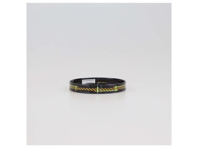 Bracciale stretto PVD con stampa Quadrige nera di Hermès Nero - vista 3