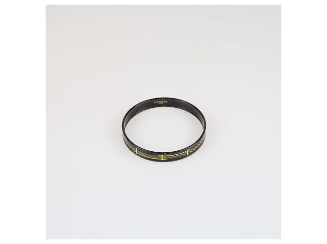 Bracciale stretto PVD con stampa Quadrige nera di Hermès Nero - vista 4
