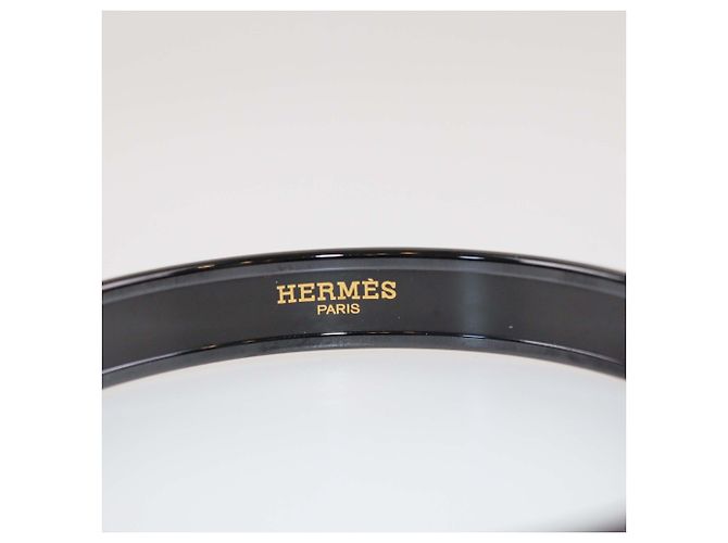 Bracciale stretto PVD con stampa Quadrige nera di Hermès Nero - vista 5