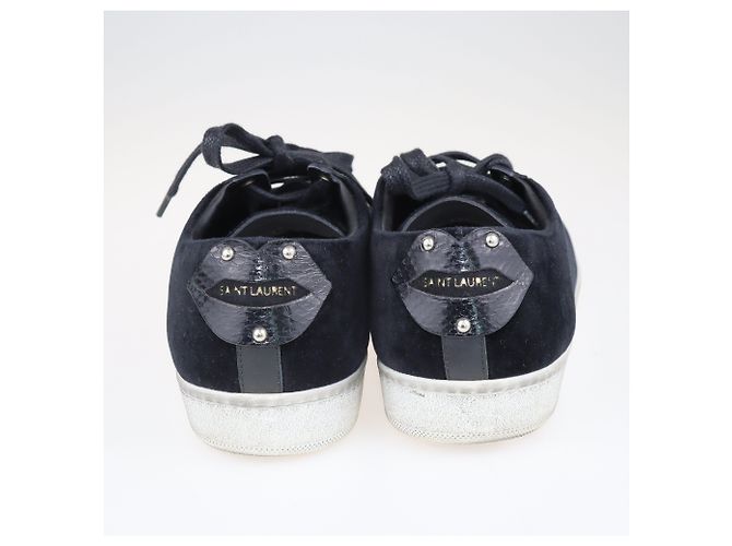 Saint Laurent Sneakers basse nere Signature Court Lips Nero - vista 3