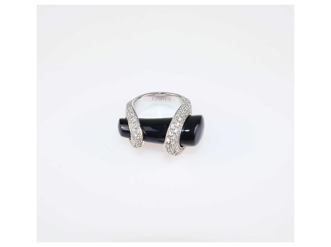 Anello e collana Gucci Horsebit in oro bianco, onice e pavé di diamanti - vista 2