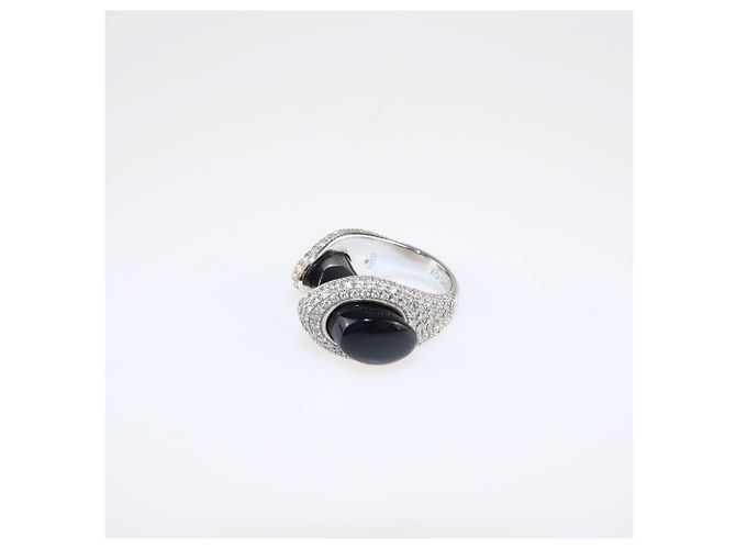 Anello e collana Gucci Horsebit in oro bianco, onice e pavé di diamanti - vista 3