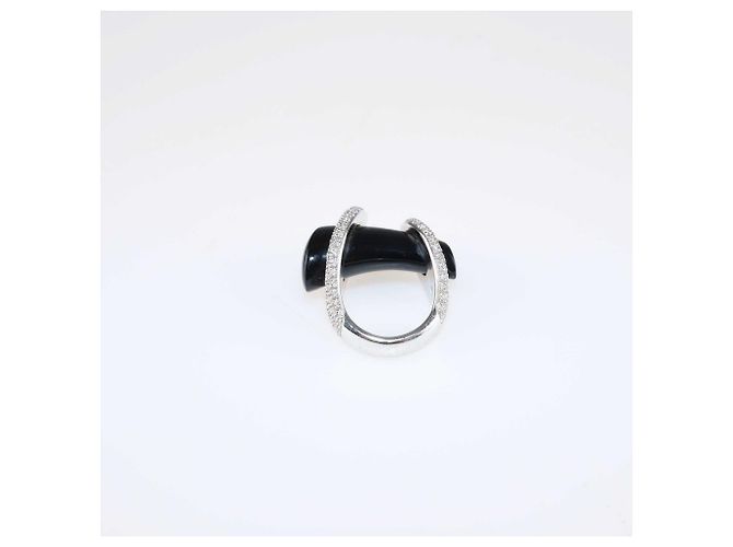 Anello e collana Gucci Horsebit in oro bianco, onice e pavé di diamanti - vista 4