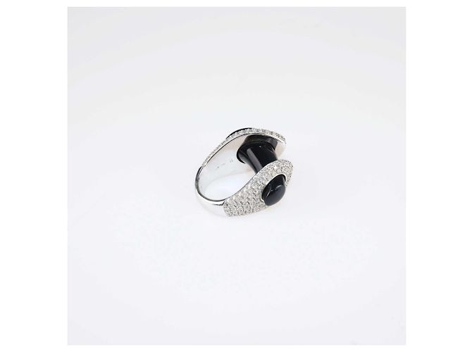 Anello e collana Gucci Horsebit in oro bianco, onice e pavé di diamanti - vista 5