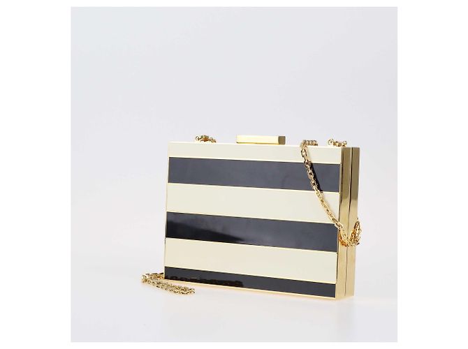 Borsa clutch in smalto Valentino nera/avorio Nero Crudo - vista 2