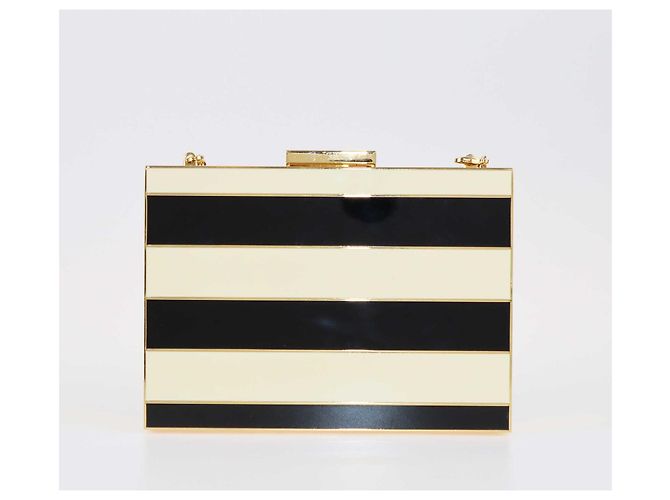 Borsa clutch in smalto Valentino nera/avorio Nero Crudo - vista 3