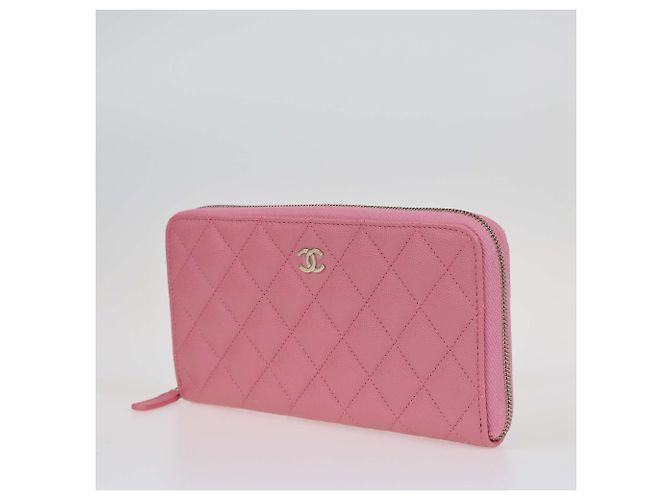 Portafoglio lungo con zip in caviar rosa Chanel - vista 2