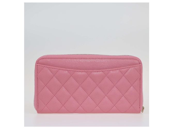 Portafoglio lungo con zip in caviar rosa Chanel - vista 3