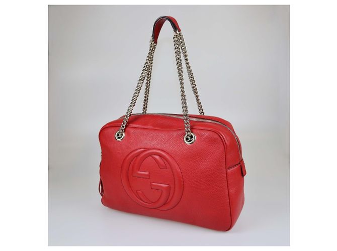 Borsa Bowler Gucci Rossa Grande Soho con Catena Rosso - vista 2