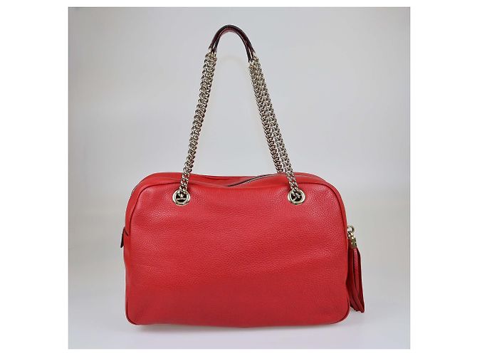 Borsa Bowler Gucci Rossa Grande Soho con Catena Rosso - vista 3