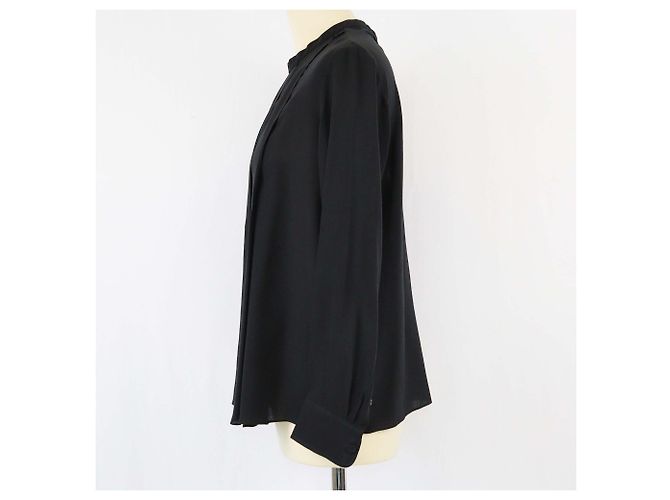 Camicia nera a maniche lunghe plissettata Hermès Nero - vista 2