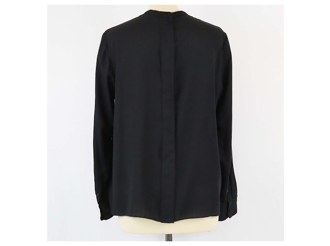 Camicia nera a maniche lunghe plissettata Hermès Nero - vista 3