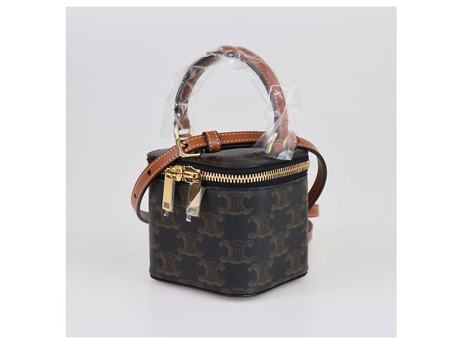 Céline Celine Mini Vanity Case Triomphe Tan/Nero Beige - vista 2