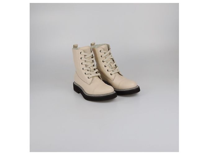 Stivaletti Monili beige chiaro con lacci Brunello Cucinelli - vista 2