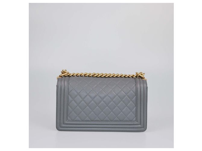 Borsa Boy Flap Media Grigia Trapuntata Chanel Grigio - vista 3