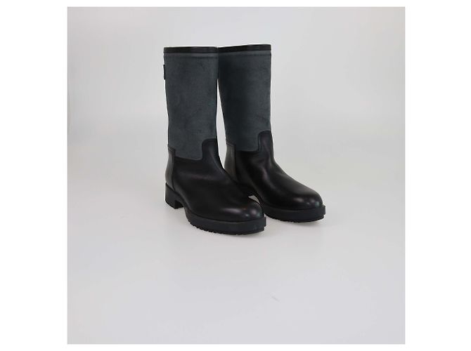 Botas de lluvia de media caña Hermès negras/grises Castaño Negro - vista 2