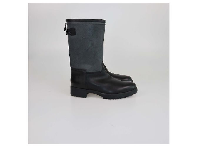 Botas de lluvia de media caña Hermès negras/grises Castaño Negro - vista 3