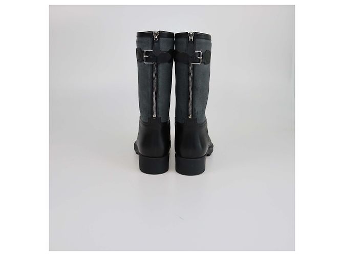 Botas de lluvia de media caña Hermès negras/grises Castaño Negro - vista 5