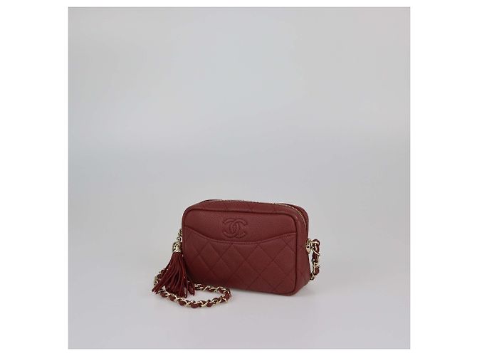 Camera Borsa a tracolla mini Coco in caviar trapuntato con frange di Chanel - vista 2