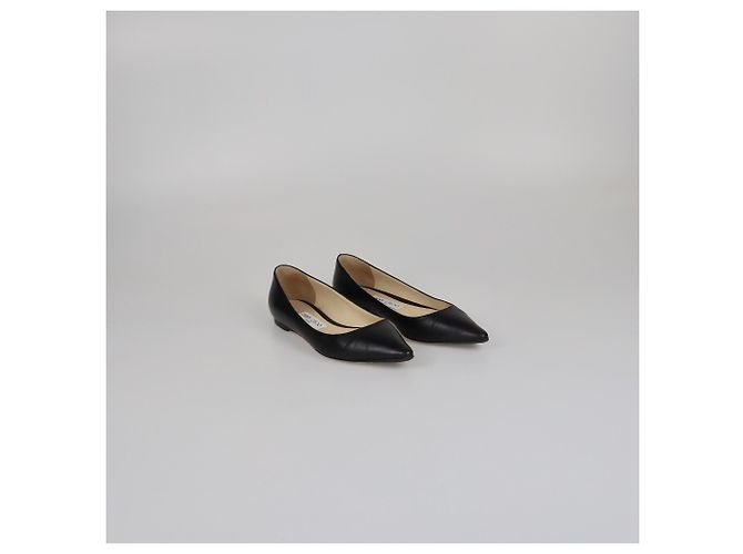 Jimmy Choo Black Pointed Toe Flat Pmups - view 2