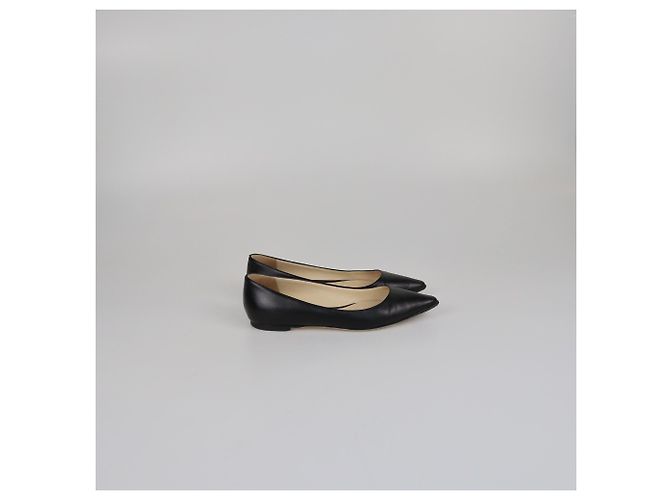 Jimmy Choo Black Pointed Toe Flat Pmups - view 3